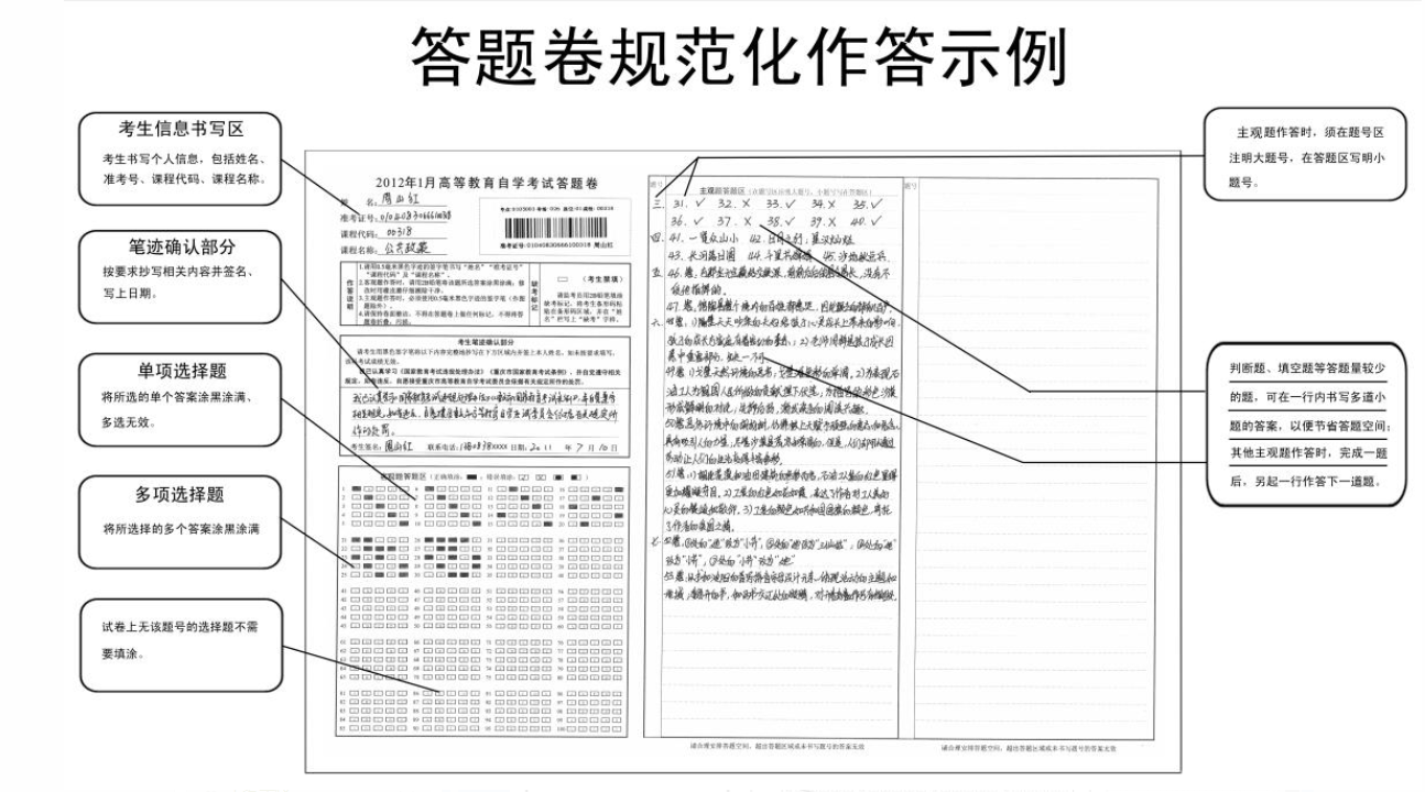 浙江自考答题卡